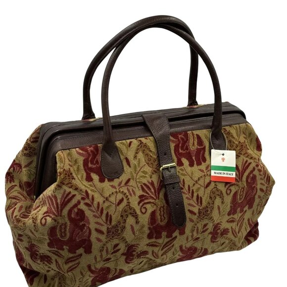 Neiman Marcus Womens Doctor Bag Vintage Italian Tapestry Vintage Bag NWT - Picture 1 of 12